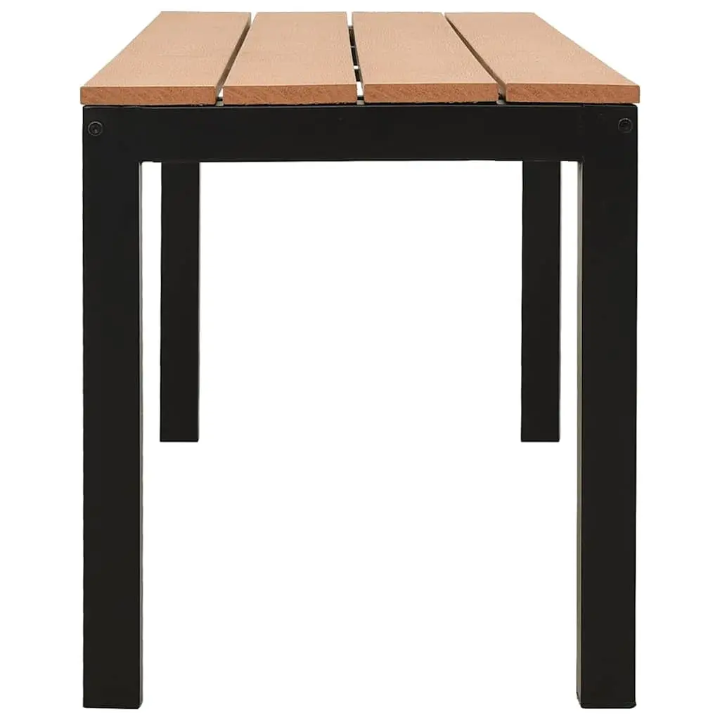 Garden Bench 110cm Outdoor Seating Steel WPC Patio Furniture Brown Black