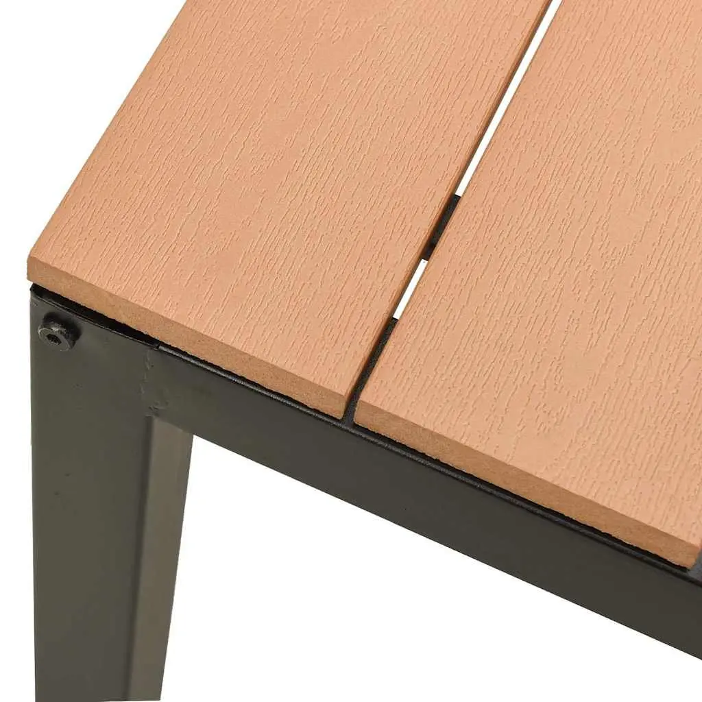 Garden Bench 110cm Outdoor Seating Steel WPC Patio Furniture Brown Black