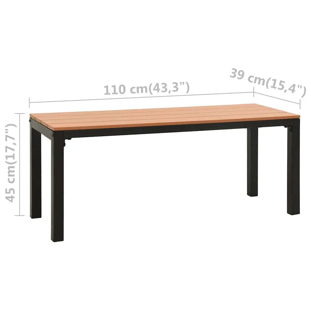 Garden Bench 110cm Outdoor Seating Steel WPC Patio Furniture Brown Black