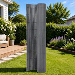 Garden Fence Panel 90x400 cm Double-Sided Decorative Outdoor Barrier Grey