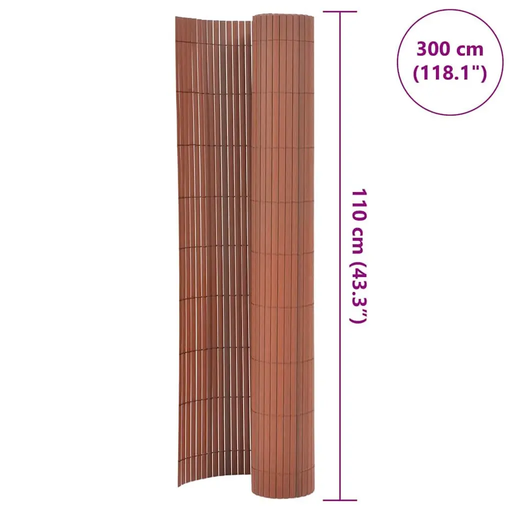 Garden Fence Panel Outdoor Barrier Brown 110cm x 300cm Double-Sided Flexible Screening