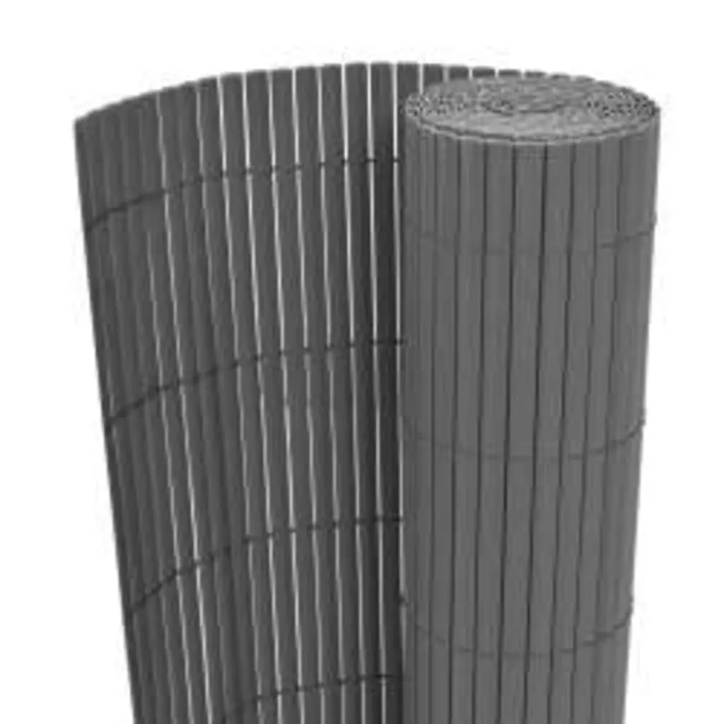 Double-Sided Garden Fence Panel Outdoor 110x300cm Grey Decorative Barrier