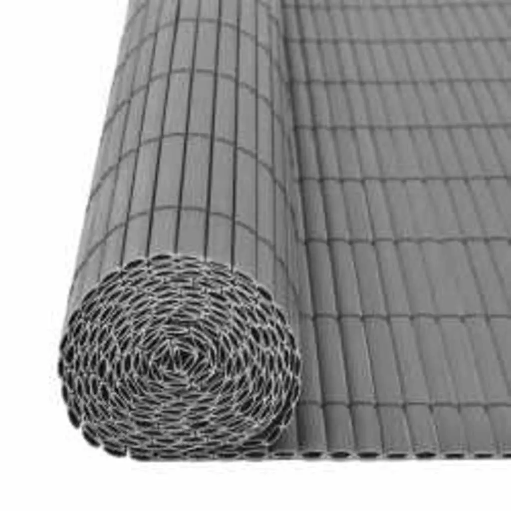 Double-Sided Garden Fence Panel Outdoor 110x300cm Grey Decorative Barrier