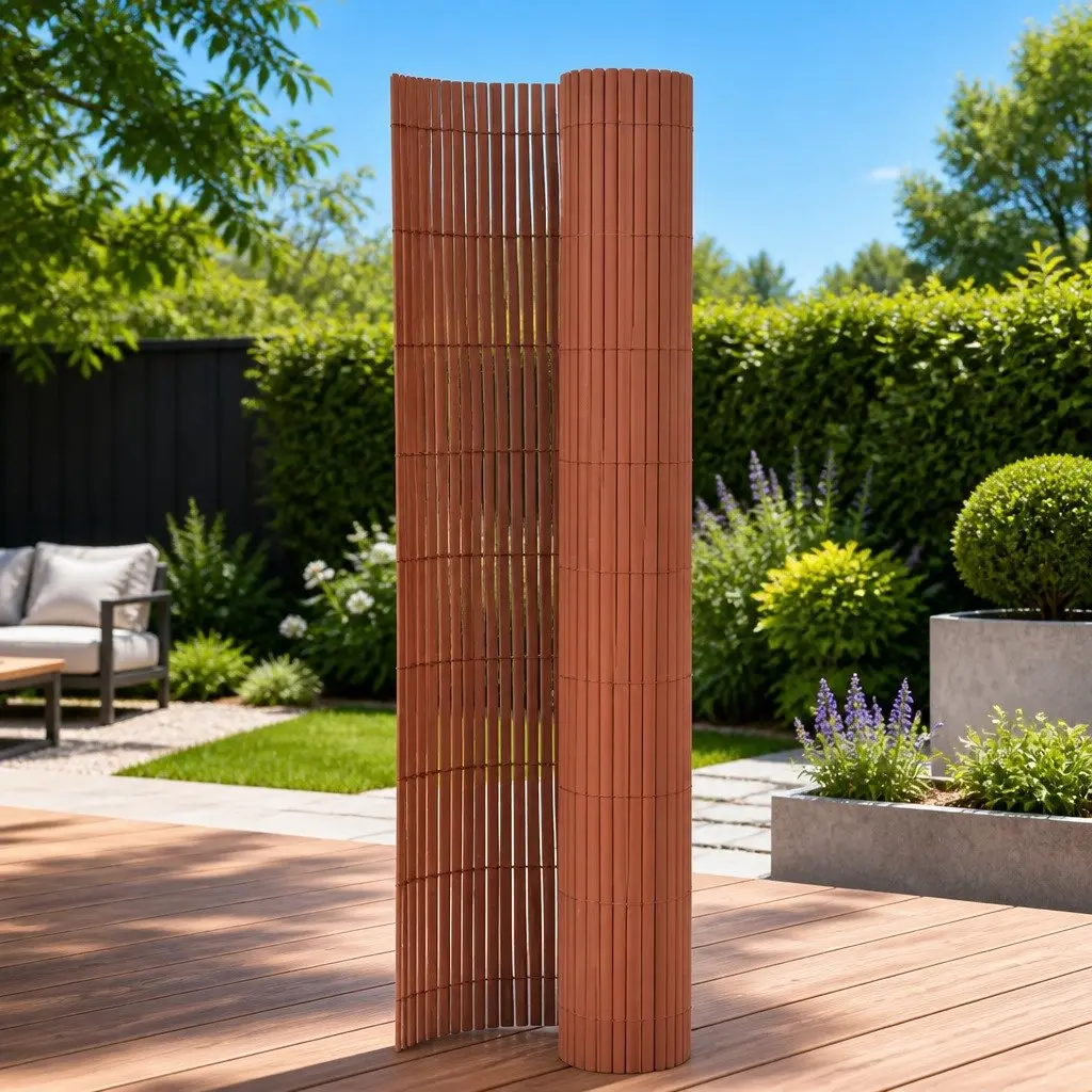 Double-Sided Garden Fence Panel Outdoor 110x400 cm Brown
