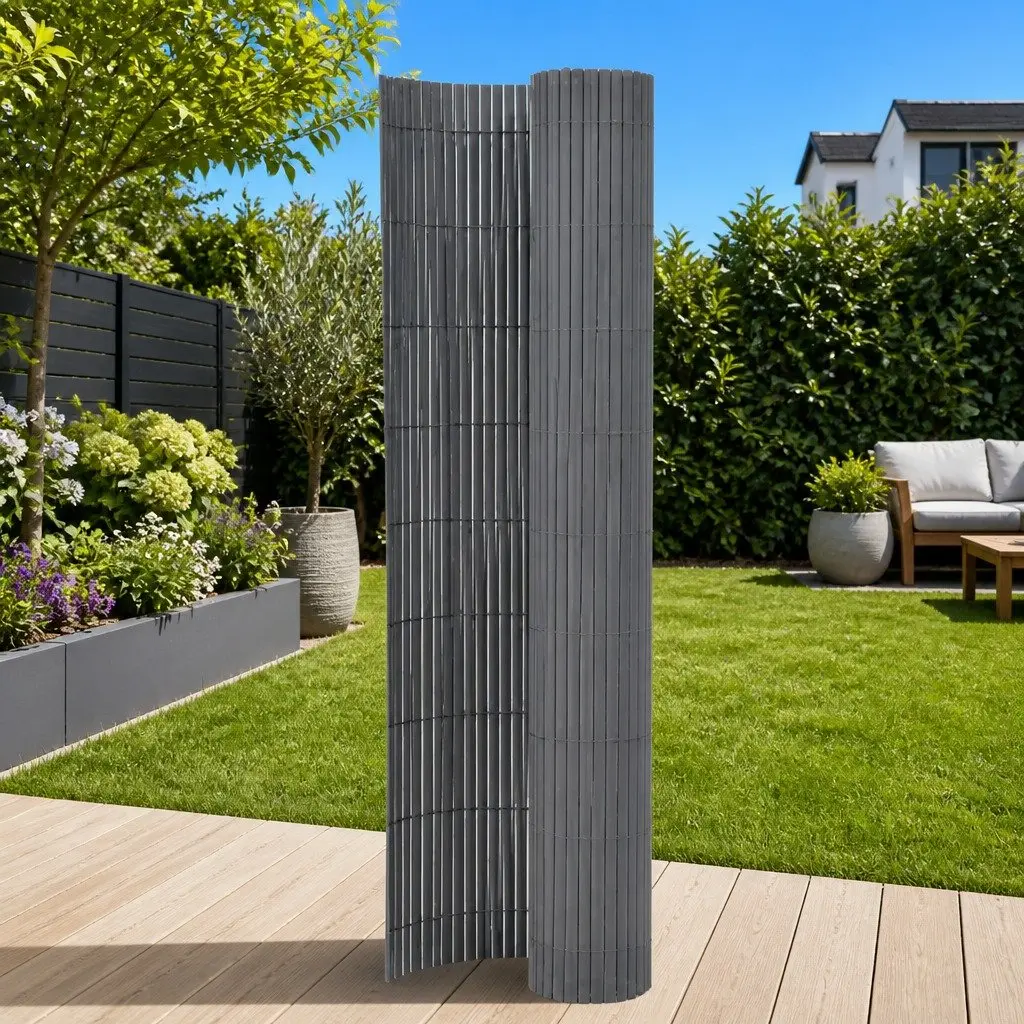Double-Sided Garden Fence Panel for Outdoor Use 110x500cm Grey