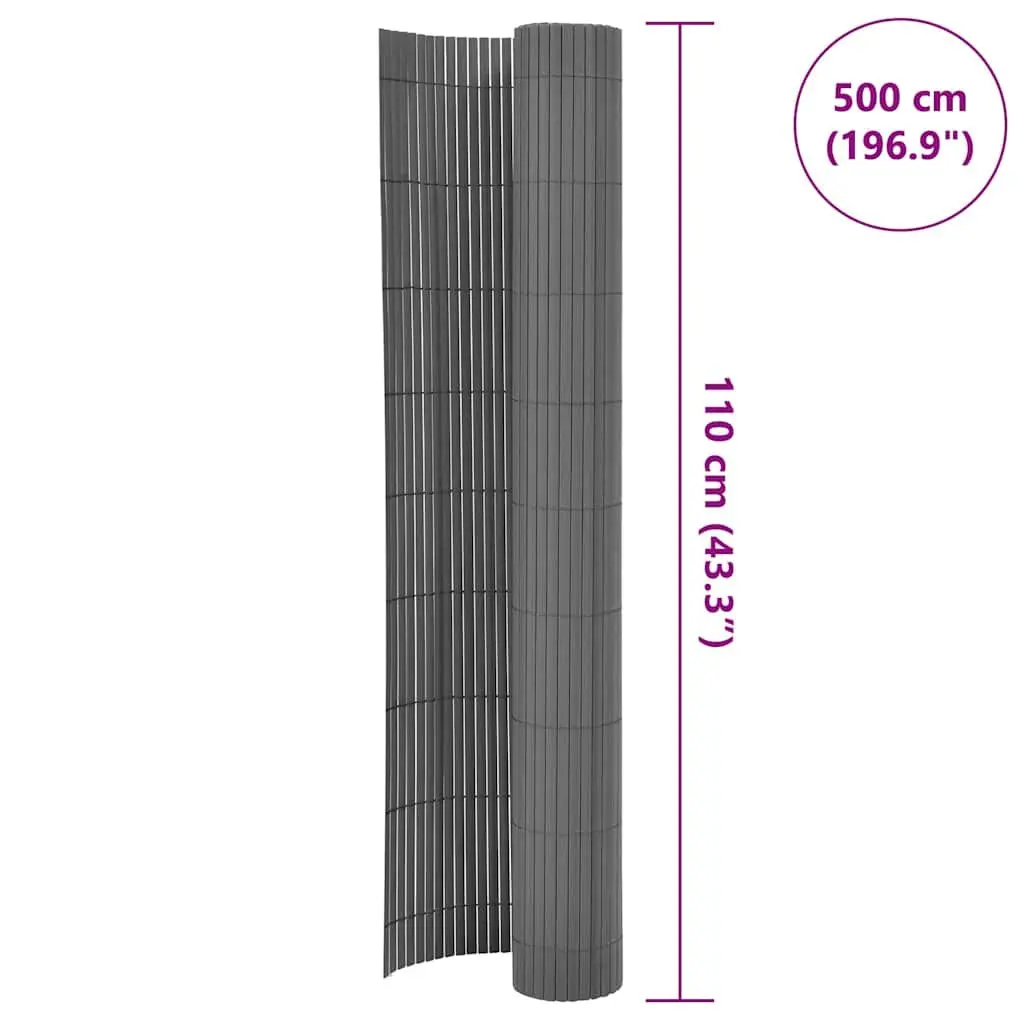 Double-Sided Garden Fence Panel for Outdoor Use 110x500cm Grey