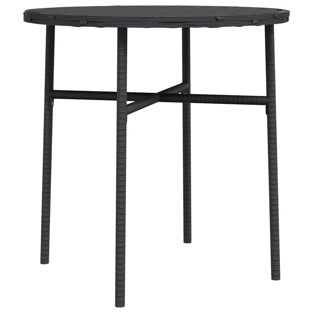 Round Tea Table for Outdoor Garden Patio 45cm Black Poly Rattan