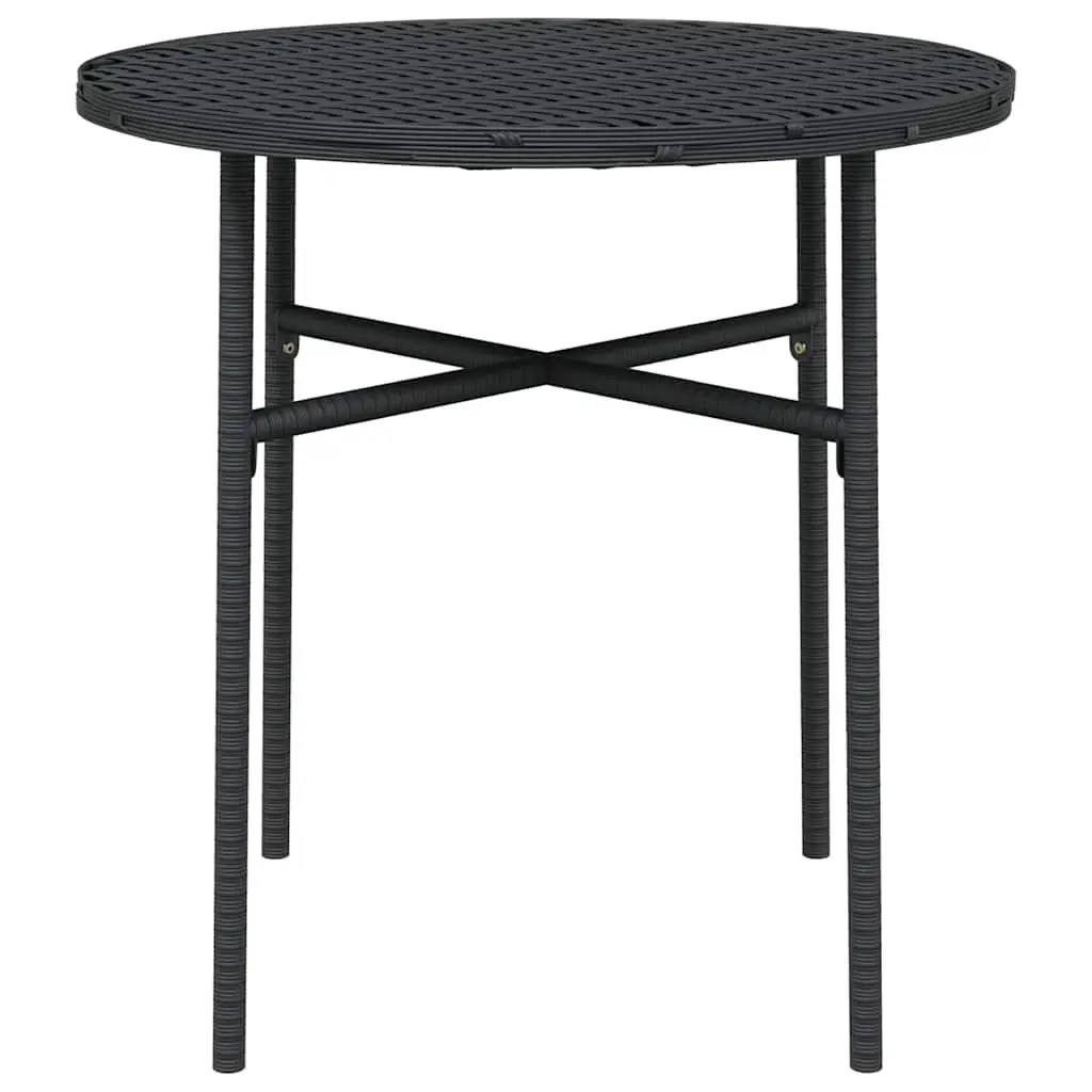 Round Tea Table for Outdoor Garden Patio 45cm Black Poly Rattan