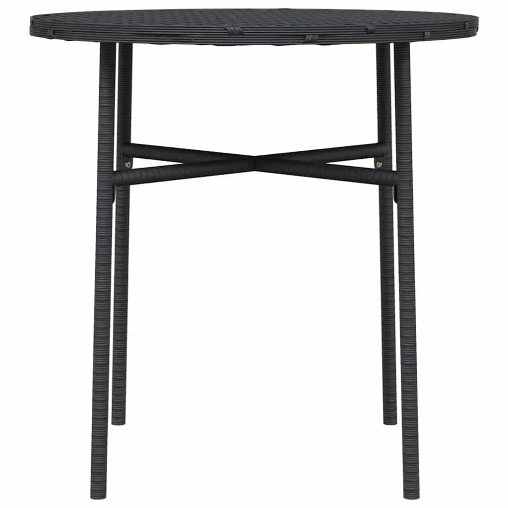 Round Tea Table for Outdoor Garden Patio 45cm Black Poly Rattan