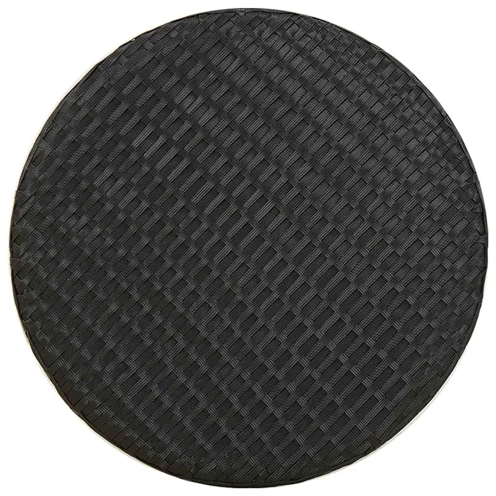 Round Tea Table for Outdoor Garden Patio 45cm Black Poly Rattan