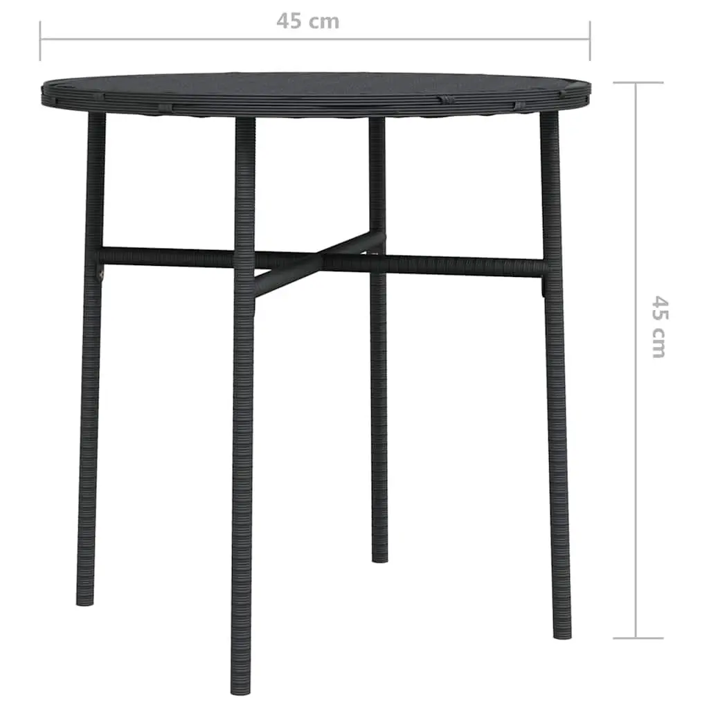 Round Tea Table for Outdoor Garden Patio 45cm Black Poly Rattan