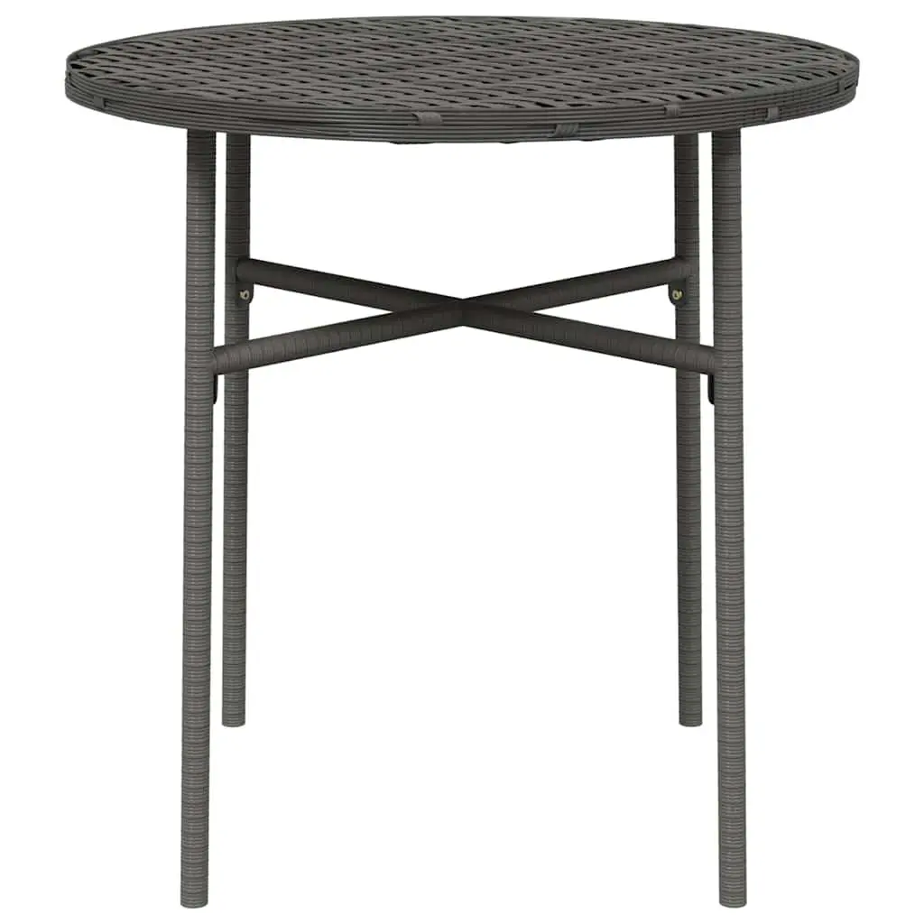 Round Outdoor Tea Table Grey for Garden Patio 45cm Weather Resistant Poly Rattan
