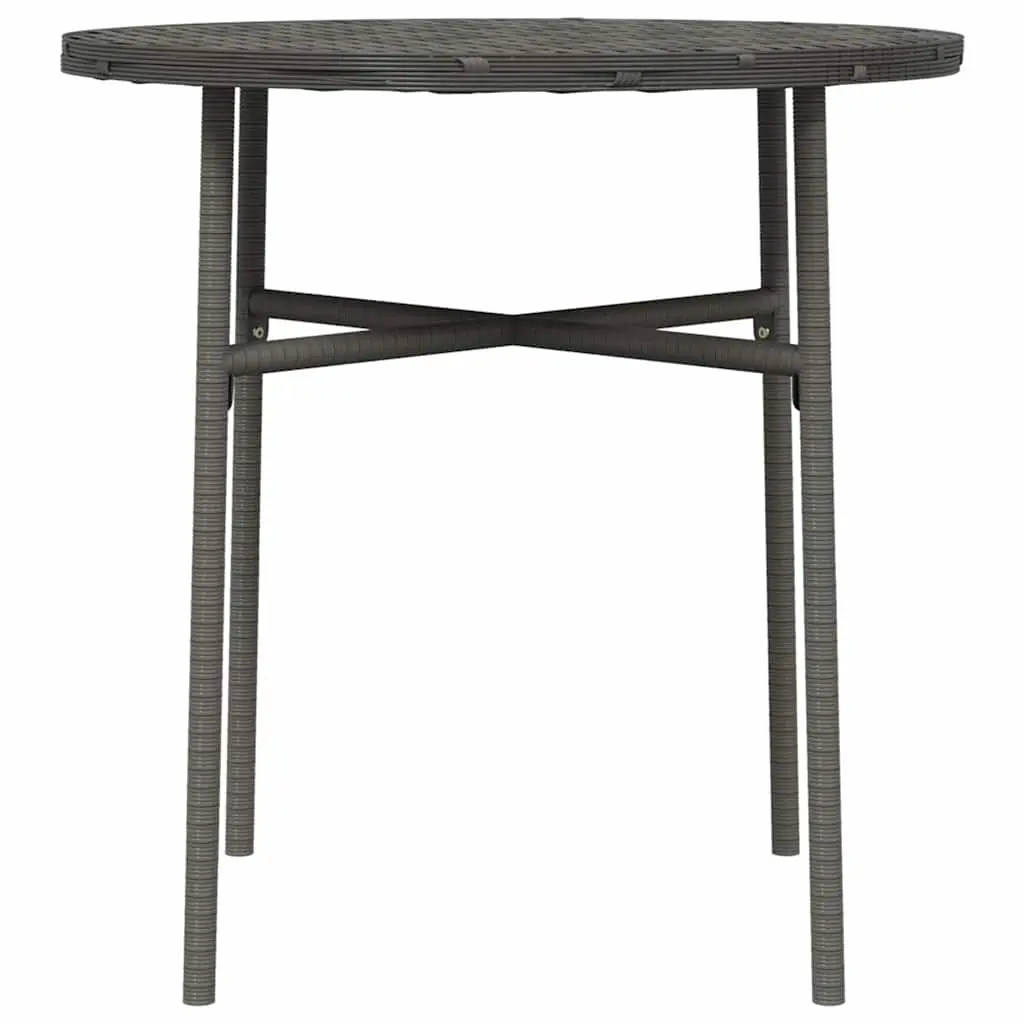 Round Outdoor Tea Table Grey for Garden Patio 45cm Weather Resistant Poly Rattan