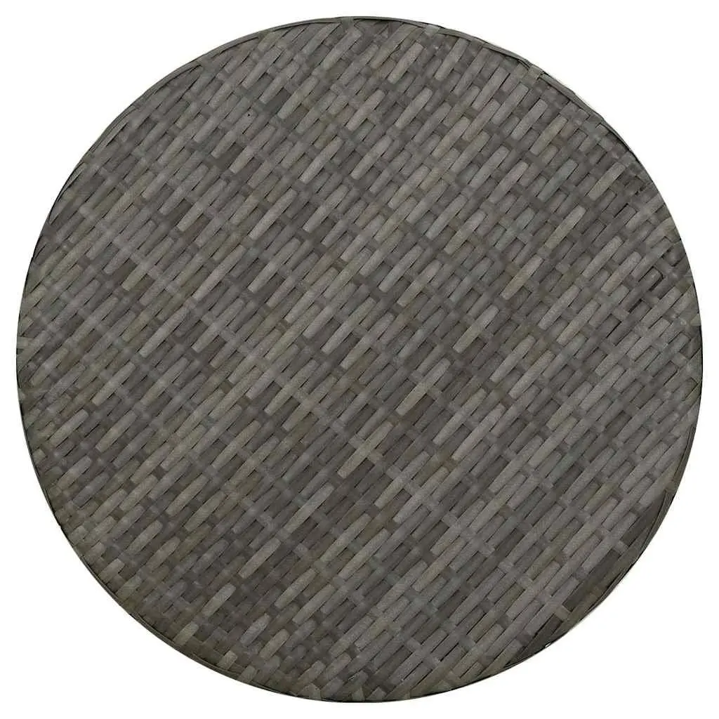 Round Outdoor Tea Table Grey for Garden Patio 45cm Weather Resistant Poly Rattan