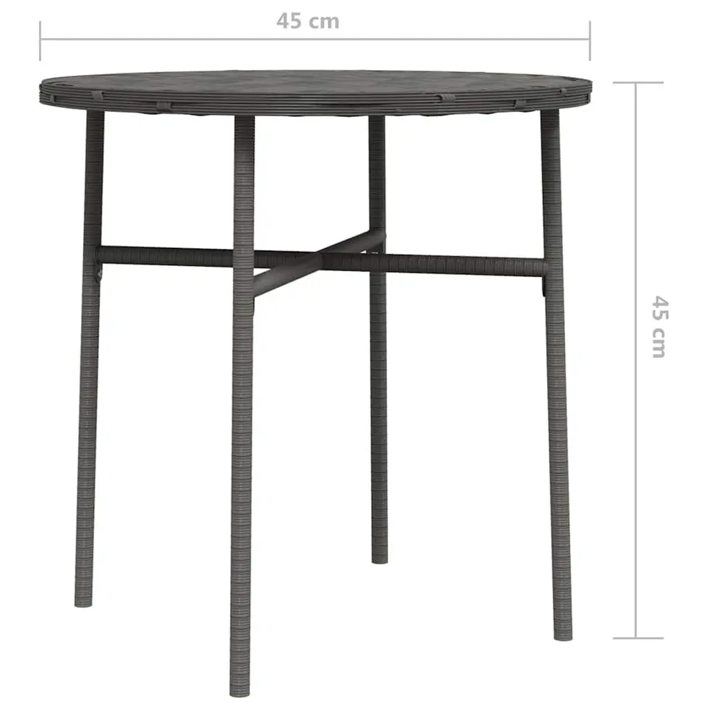 Round Outdoor Tea Table Grey for Garden Patio 45cm Weather Resistant Poly Rattan