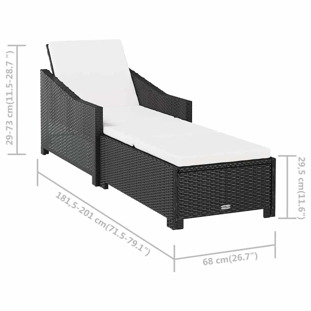 Sun Lounger Adjustable Backrest Outdoor Patio Garden Recliner with Cushion