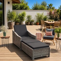 Grey Adjustable Backrest Sun Lounger Specifications
