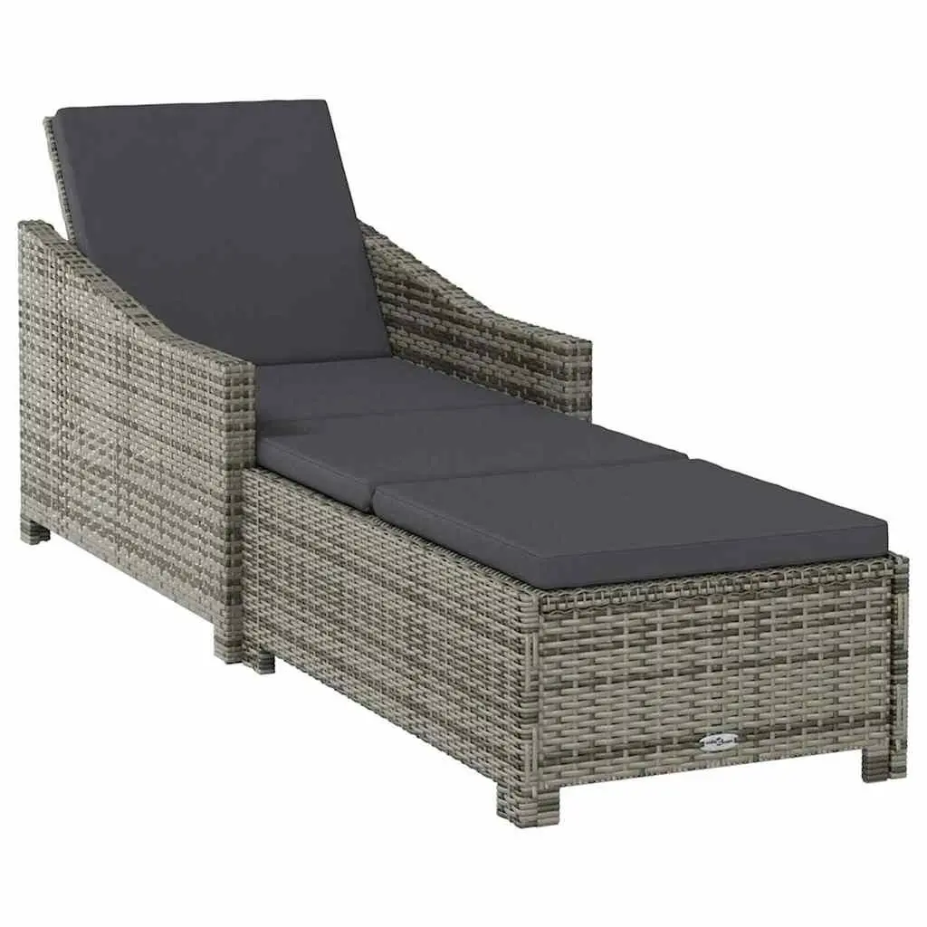 Grey Adjustable Backrest Sun Lounger