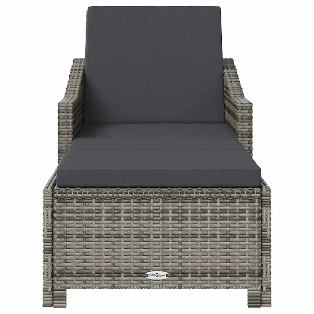 Grey Adjustable Backrest Sun Lounger