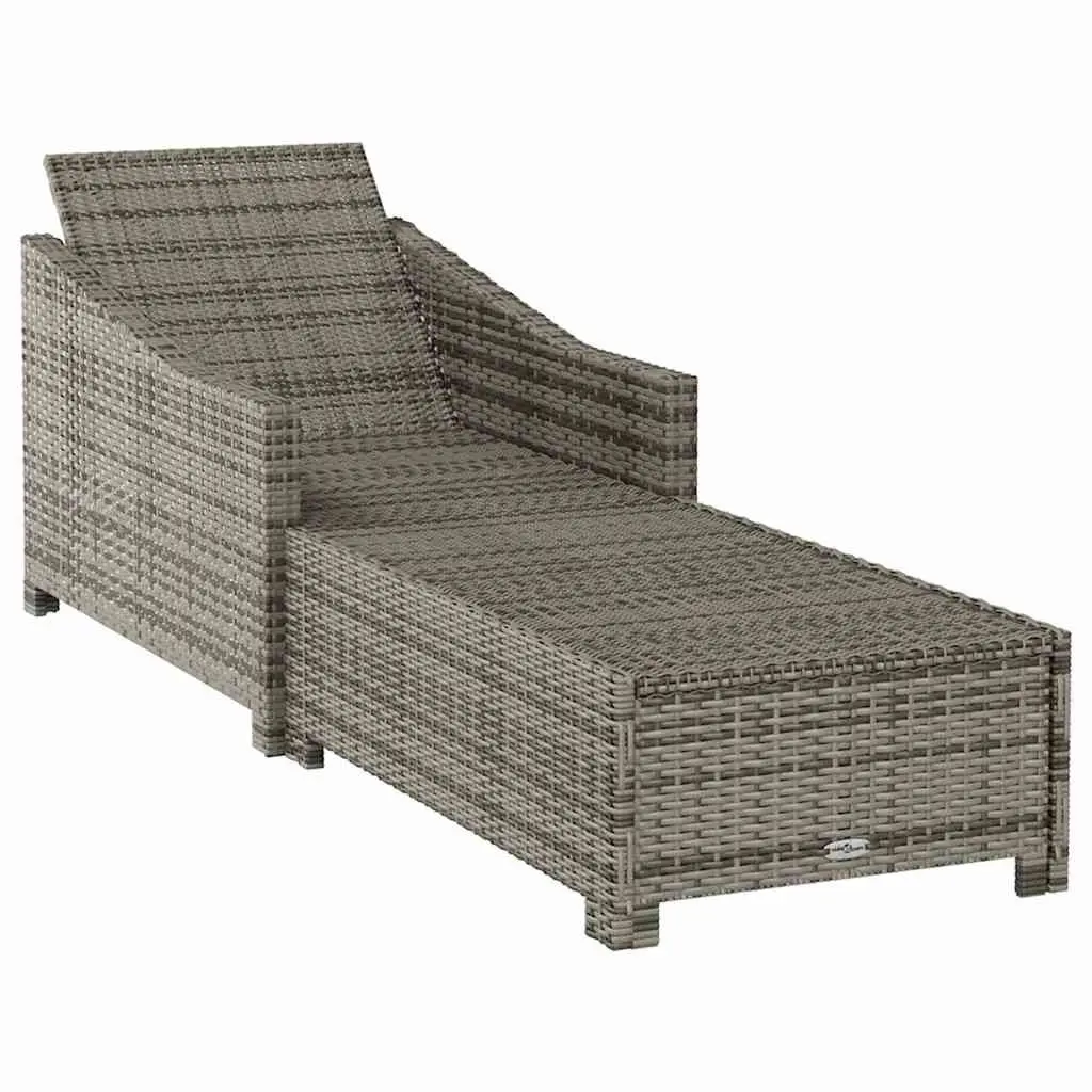 Grey Adjustable Backrest Sun Lounger