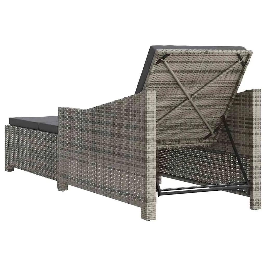 Grey Adjustable Backrest Sun Lounger
