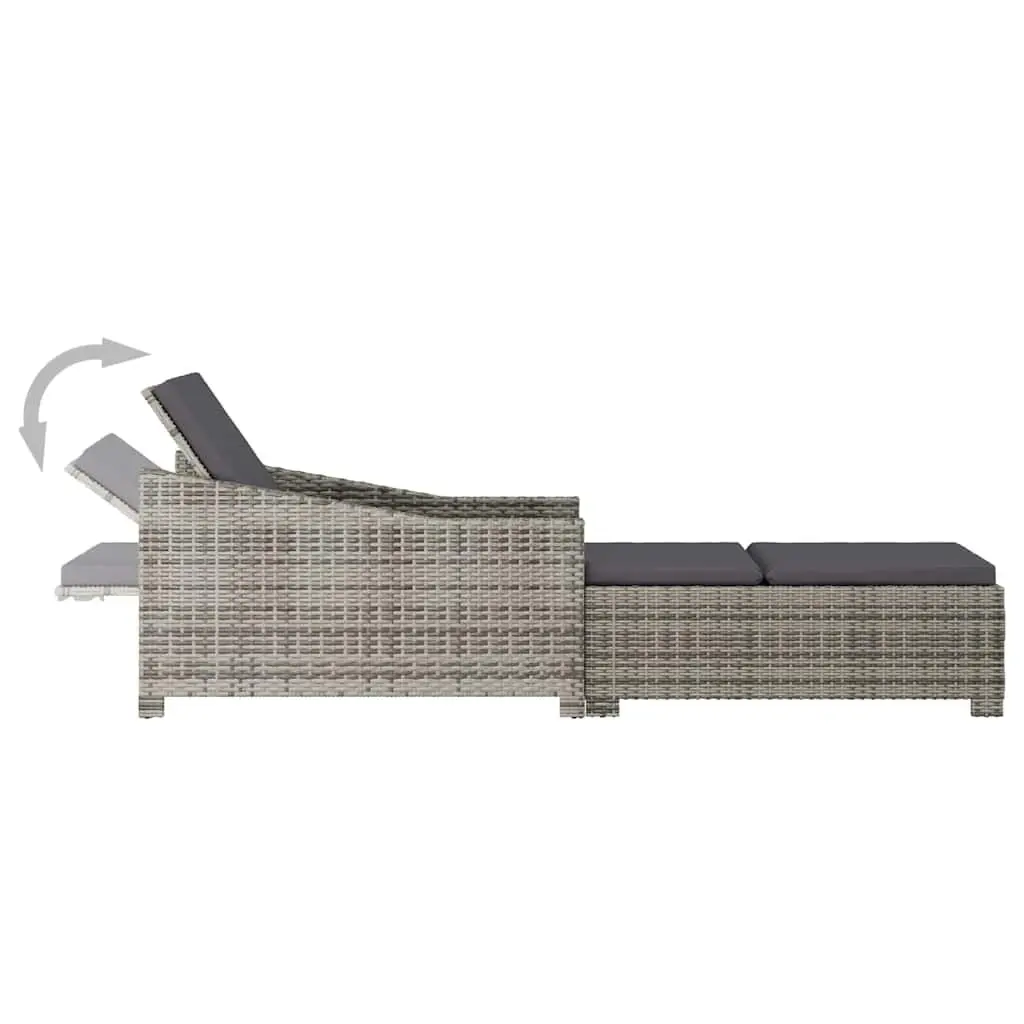 Grey Adjustable Backrest Sun Lounger