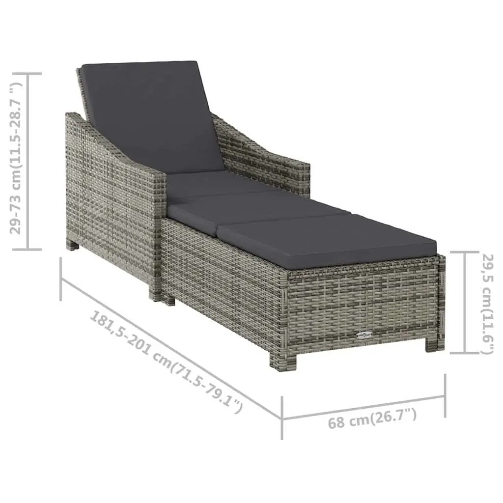 Grey Adjustable Backrest Sun Lounger