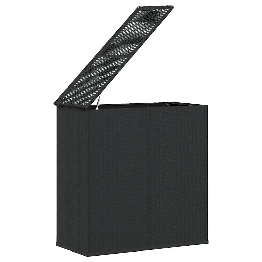 Outdoor Garden Cushion Storage Box PE Rattan Steel Frame Black 100x49x103.5cm