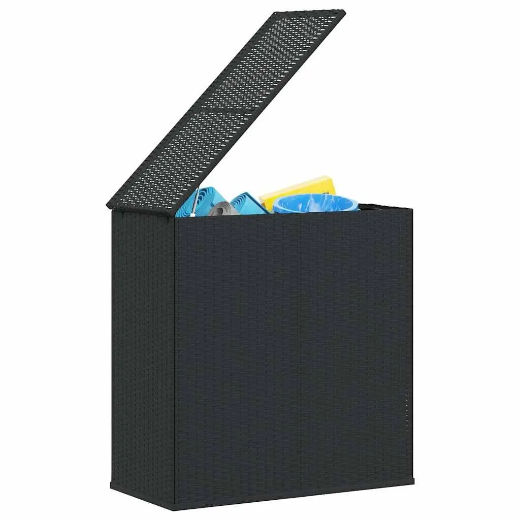 Outdoor Garden Cushion Storage Box PE Rattan Steel Frame Black 100x49x103.5cm