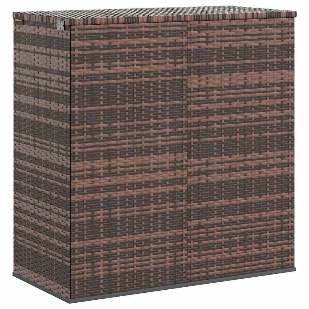 Garden Storage Box for Outdoor Use Brown PE Rattan with Steel Frame 100L x 49W x 103.5H cm