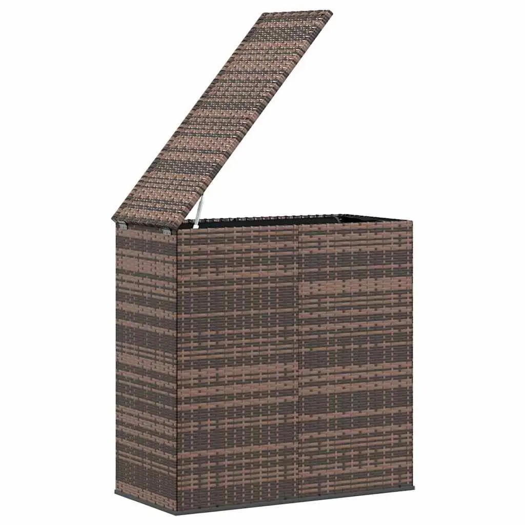 Garden Storage Box for Outdoor Use Brown PE Rattan with Steel Frame 100L x 49W x 103.5H cm