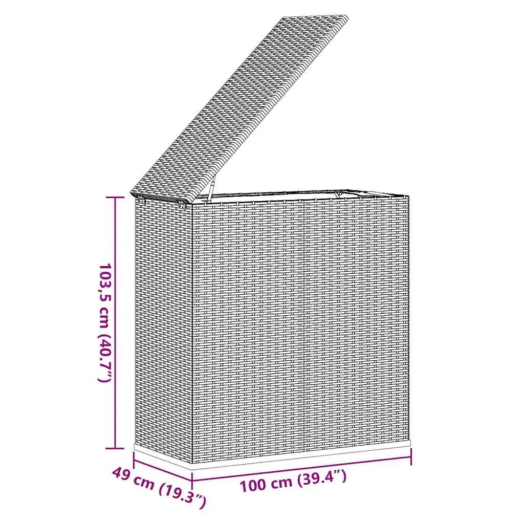 Garden Storage Cushion Box Outdoor Indoor 100x49x103.5cm Grey