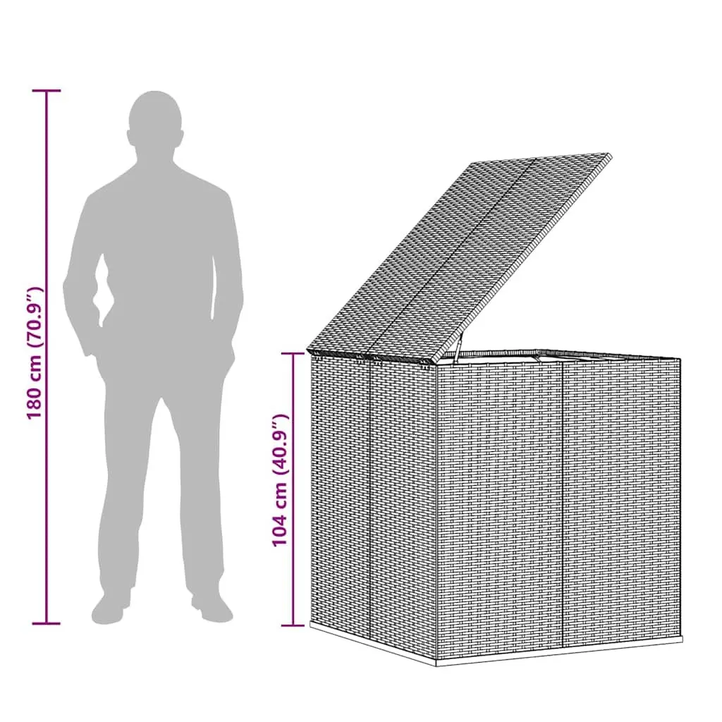 Garden Storage Box Outdoor Use 100x97.5x104cm PE Rattan Grey