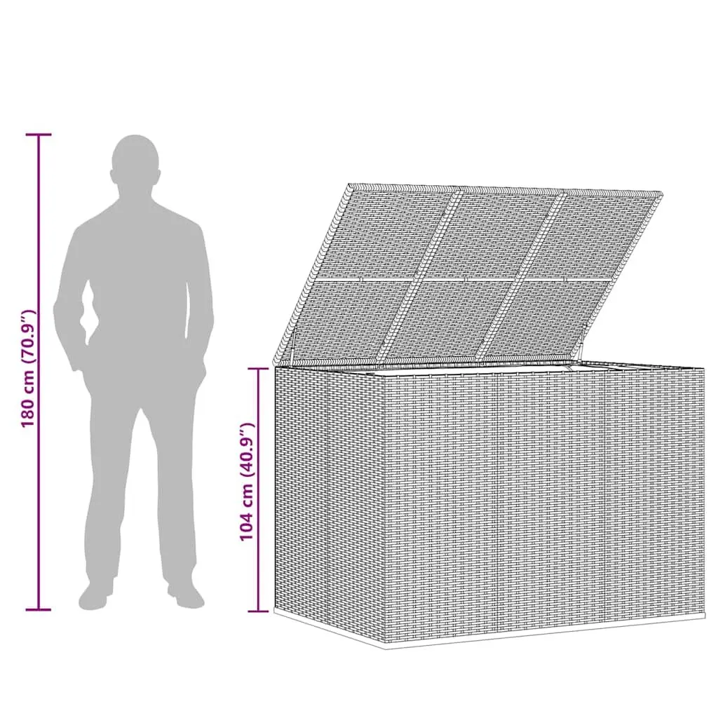 Garden Cushion Storage Box Outdoor Use 145 x 100 x 103 cm Weather Resistant PE Rattan with Powder Coated Steel Frame
