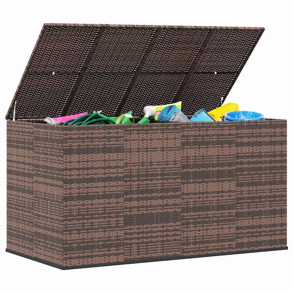 Garden Storage Box Outdoor Use 194x100x103cm Brown PE Rattan