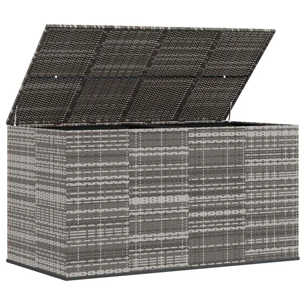 Garden Cushion Storage Box PE Rattan 194x100x103cm Outdoor Furniture Grey