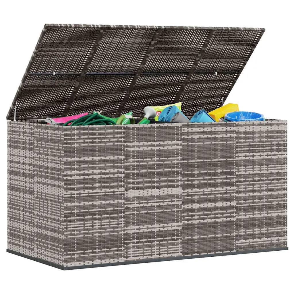 Garden Cushion Storage Box PE Rattan 194x100x103cm Outdoor Furniture Grey