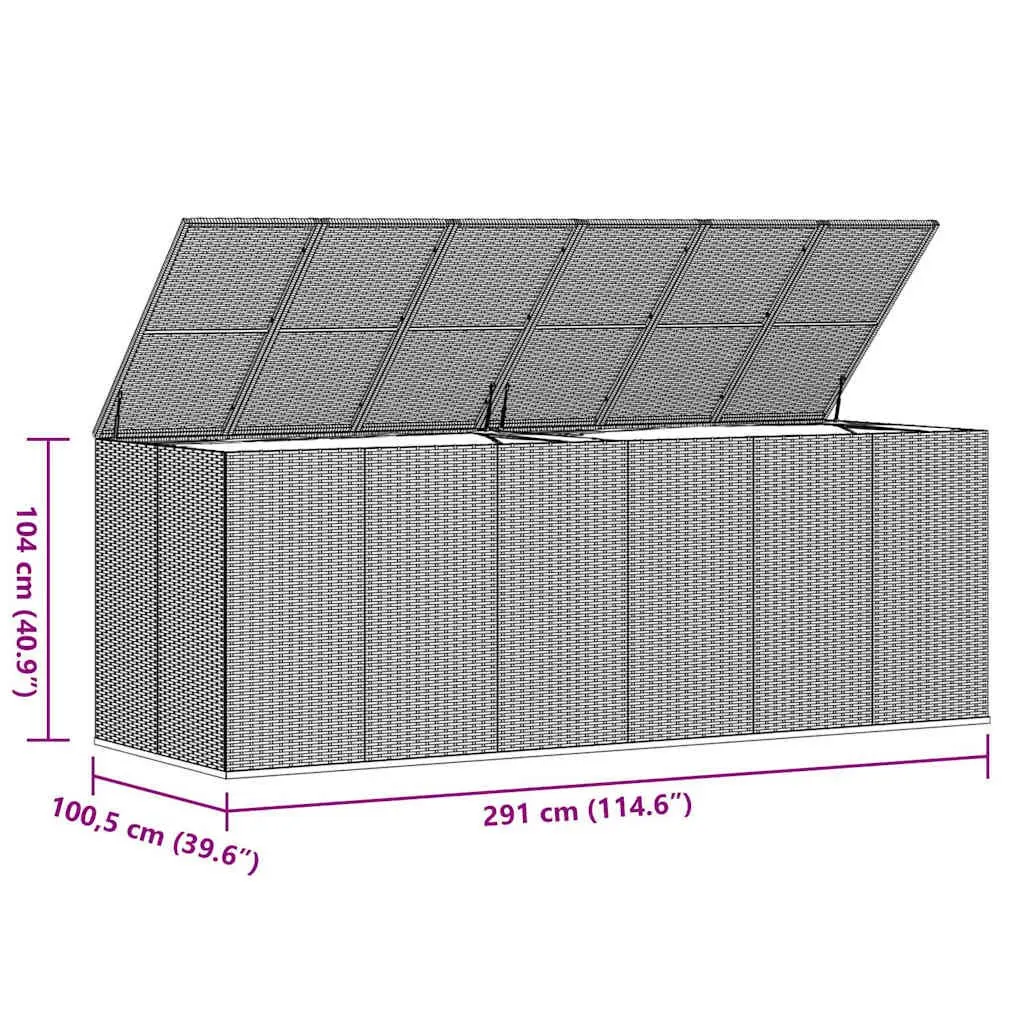 Garden Storage Box Outdoor Cushion Container Grey 291x100.5x104cm