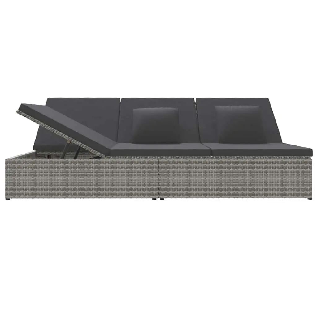 Convertible Sun Bed Sofa Outdoor Garden Lounger Grey