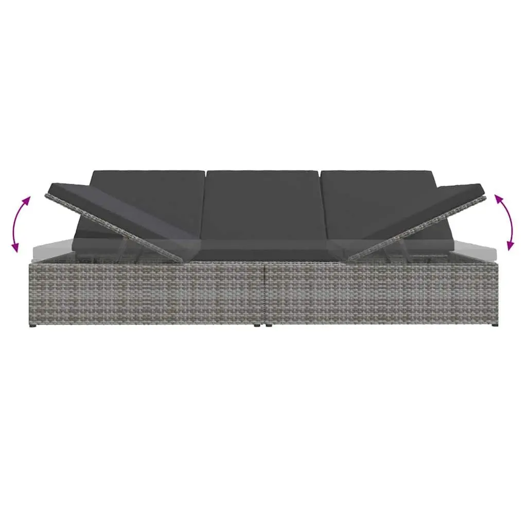 Convertible Sun Bed Sofa Outdoor Garden Lounger Grey
