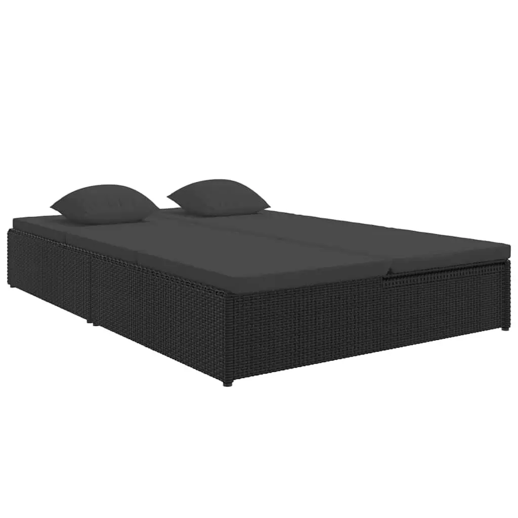 Convertible Sun Bed Sofa Poly Rattan Outdoor Lounge Chair Patio Daybed Cushions
