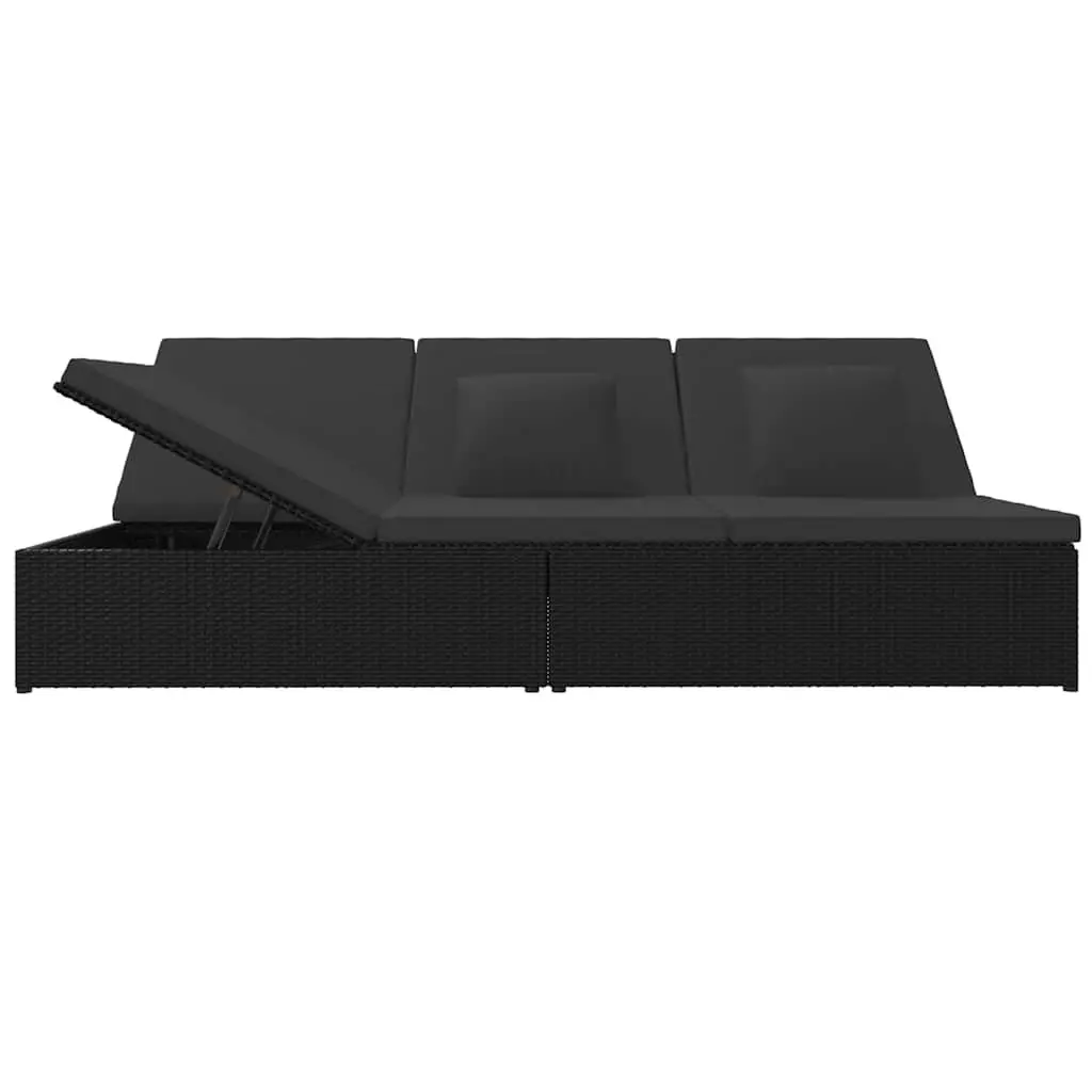Convertible Sun Bed Sofa Poly Rattan Outdoor Lounge Chair Patio Daybed Cushions