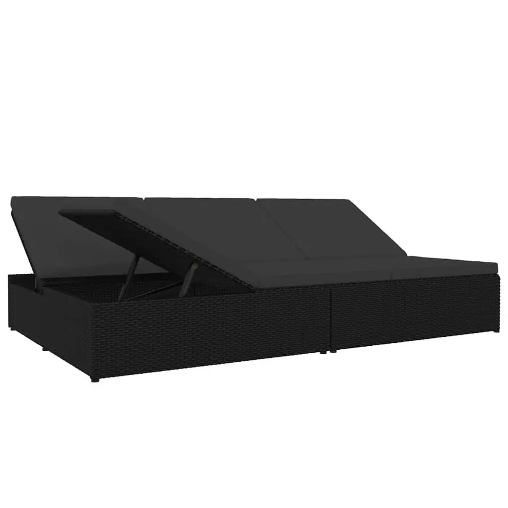 Convertible Sun Bed Sofa Poly Rattan Outdoor Lounge Chair Patio Daybed Cushions