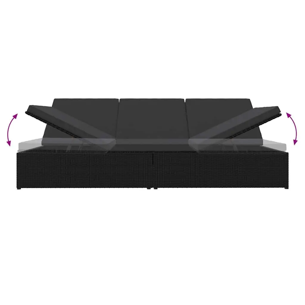 Convertible Sun Bed Sofa Poly Rattan Outdoor Lounge Chair Patio Daybed Cushions