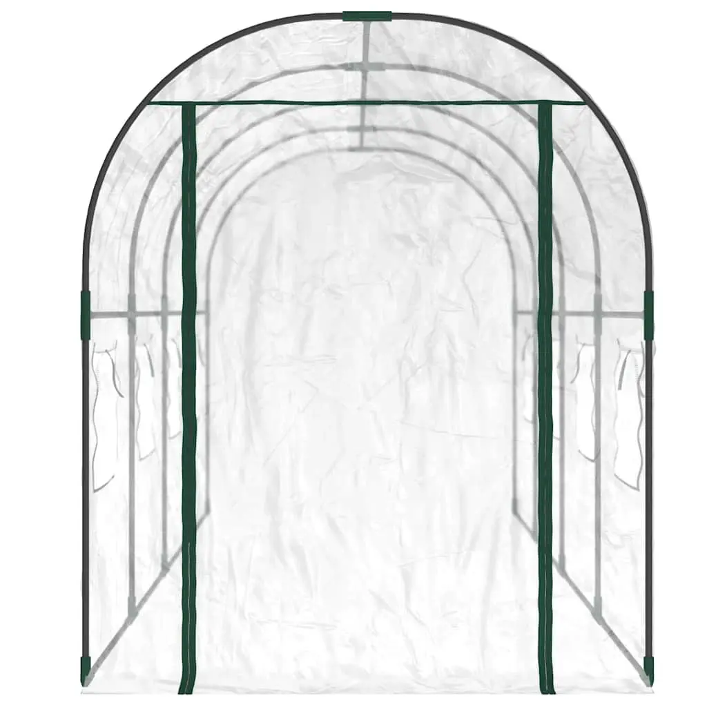 Greenhouse for garden 160x400x190cm transparent PVC cover with roll-up windows and steel frame