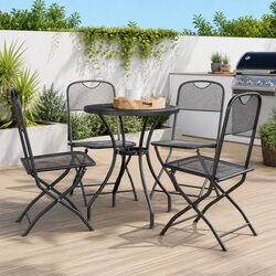 Folding Garden Chairs Set - Iron Frame and Metal Mesh Design