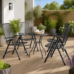 Folding Garden Chairs 4 pcs Outdoor Patio Seating Reclining Anthracite Metal