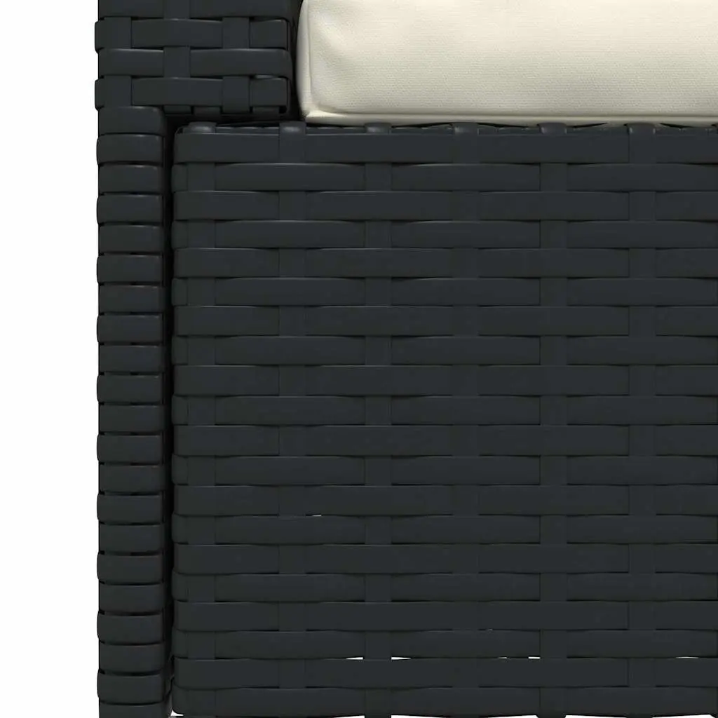 2-Seater Outdoor Sofa for Patio Garden Black Poly Rattan with Cushions