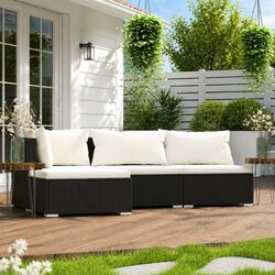 Garden Lounge Set Specifications: 4-Piece Black Patio Furniture