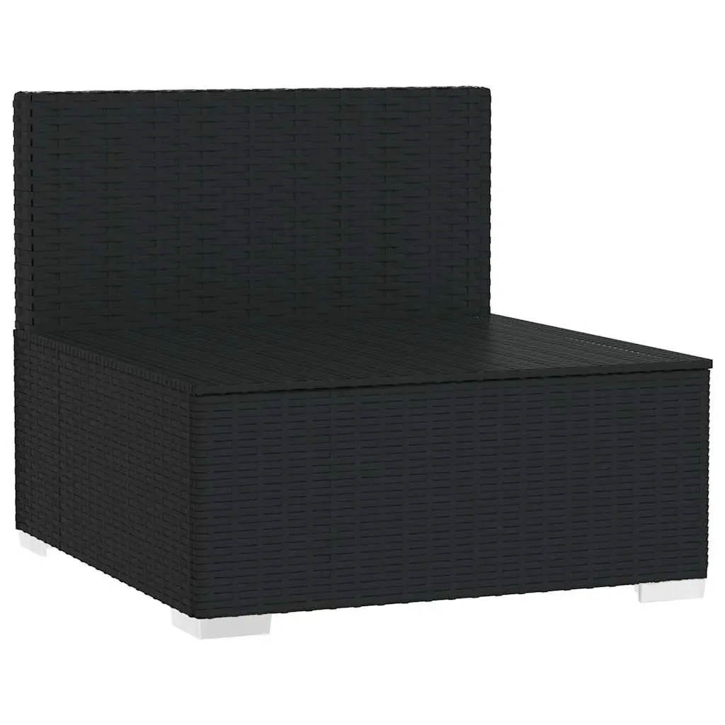 4-Seater Outdoor Sofa Black Poly Rattan Patio Furniture Set with Cushions